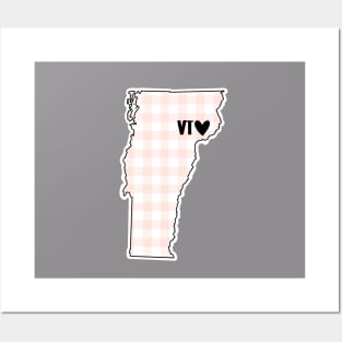 USA States: Vermont (pink plaid) Posters and Art